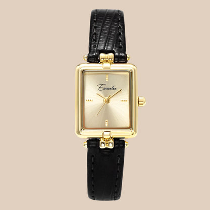 Stijlvolle Dames Gouden Horloge Met Klassieke Leren Band