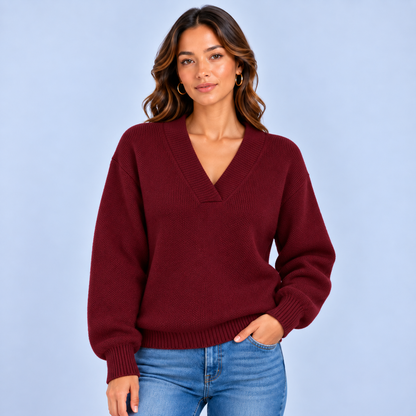 Sofie | Dames Lange Mouw Trui Cashmere Stijl – Elegante V-Hals en Warm Zacht Gevoel