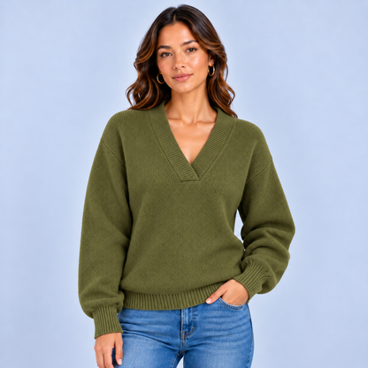 Sofie | Dames Lange Mouw Trui Cashmere Stijl – Elegante V-Hals en Warm Zacht Gevoel