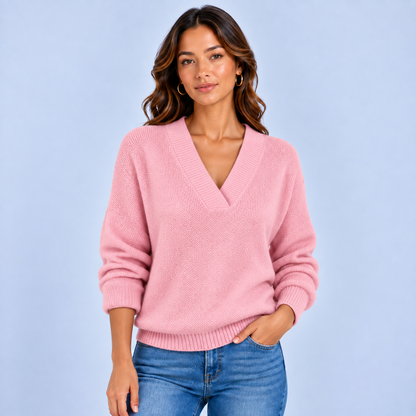 Sofie | Dames Lange Mouw Trui Cashmere Stijl – Elegante V-Hals en Warm Zacht Gevoel