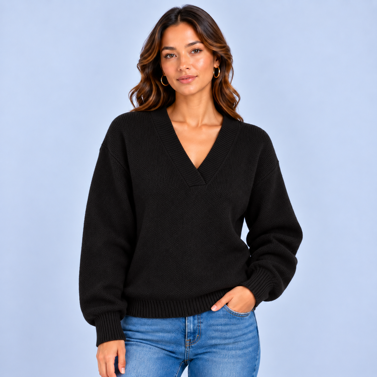 Sofie | Dames Lange Mouw Trui Cashmere Stijl – Elegante V-Hals en Warm Zacht Gevoel