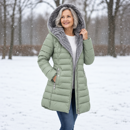 Sophie | Dames Winterjas Gewatteerd – Afneembare Capuchon en Vrouwelijke A-lijn