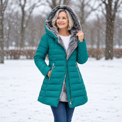 Sophie | Dames Winterjas Gewatteerd – Afneembare Capuchon en Vrouwelijke A-lijn