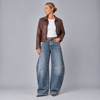 Tess | Dames Baggy Jeans – Tapse Pijpen en Hoge Taille