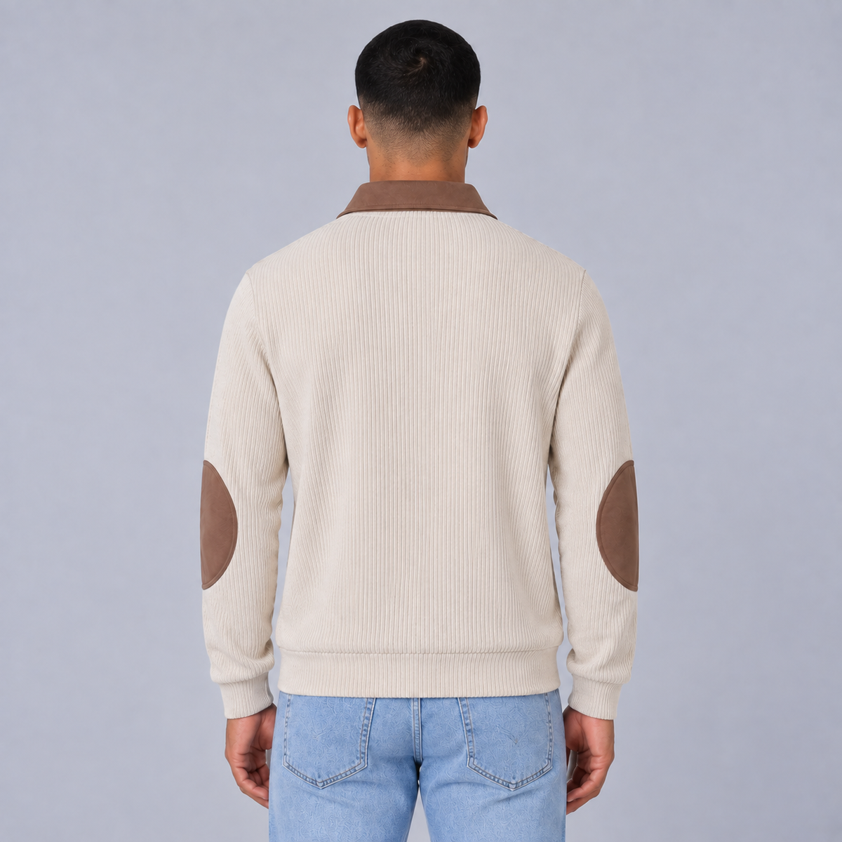Tim | Warme Quarter-Zip Trui – Contrastpanelen en Elleboogstukken