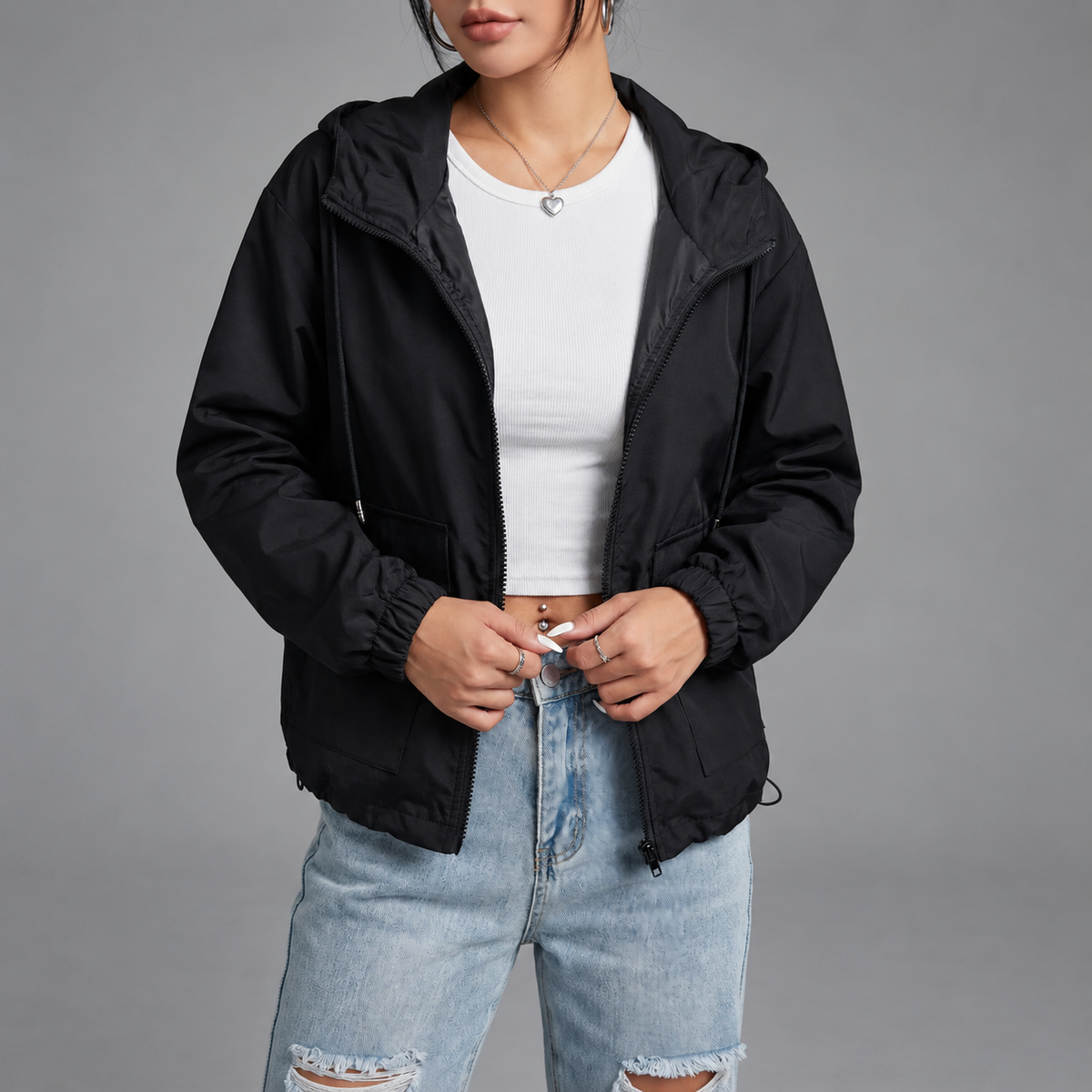 Vera | Cropped Jasje met Capuchon – Lichtgewicht en Ritssluiting