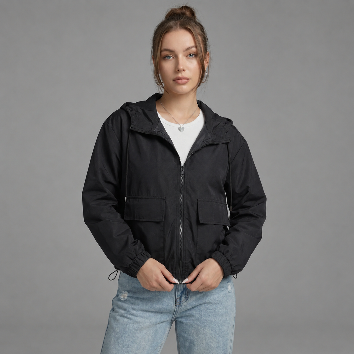 Vera | Cropped Jasje met Capuchon – Lichtgewicht en Ritssluiting