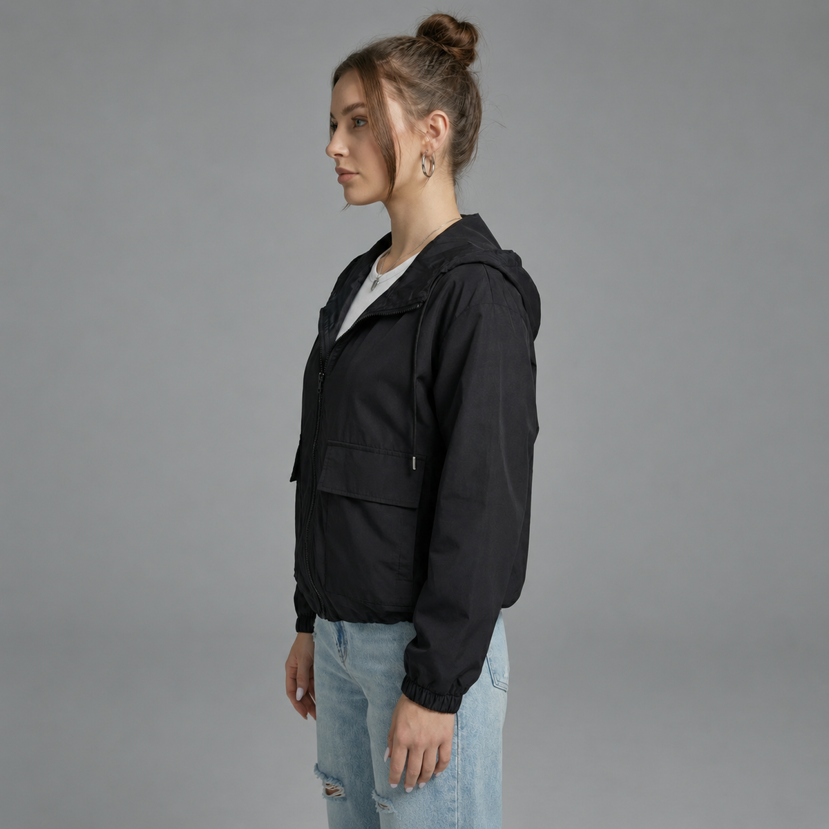 Vera | Cropped Jasje met Capuchon – Lichtgewicht en Ritssluiting