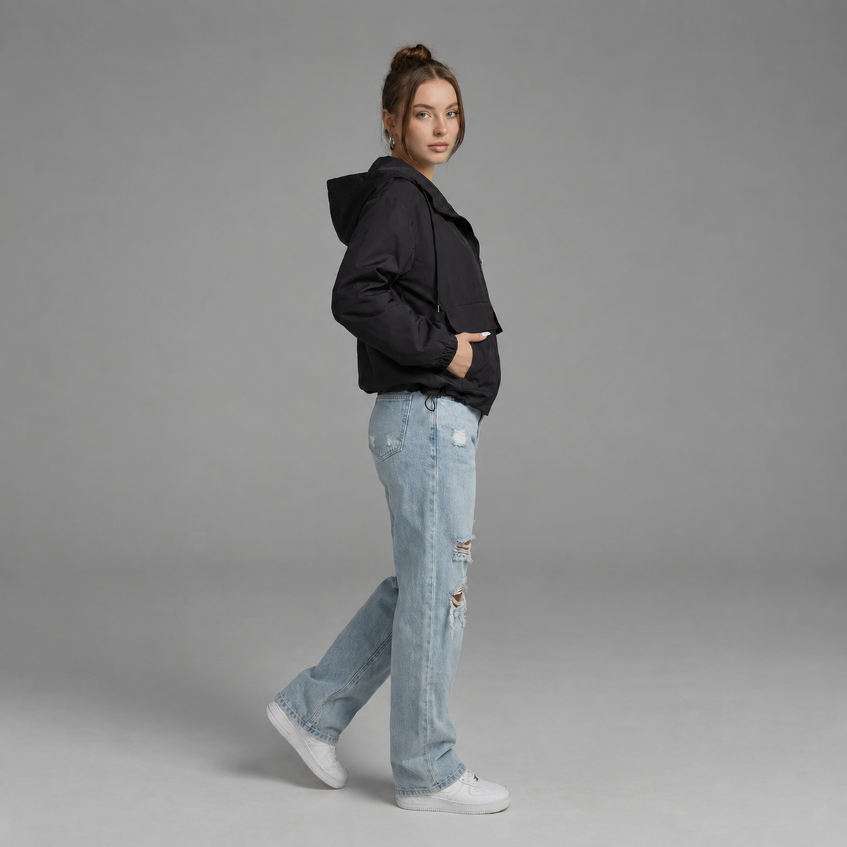 Vera | Cropped Jasje met Capuchon – Lichtgewicht en Ritssluiting