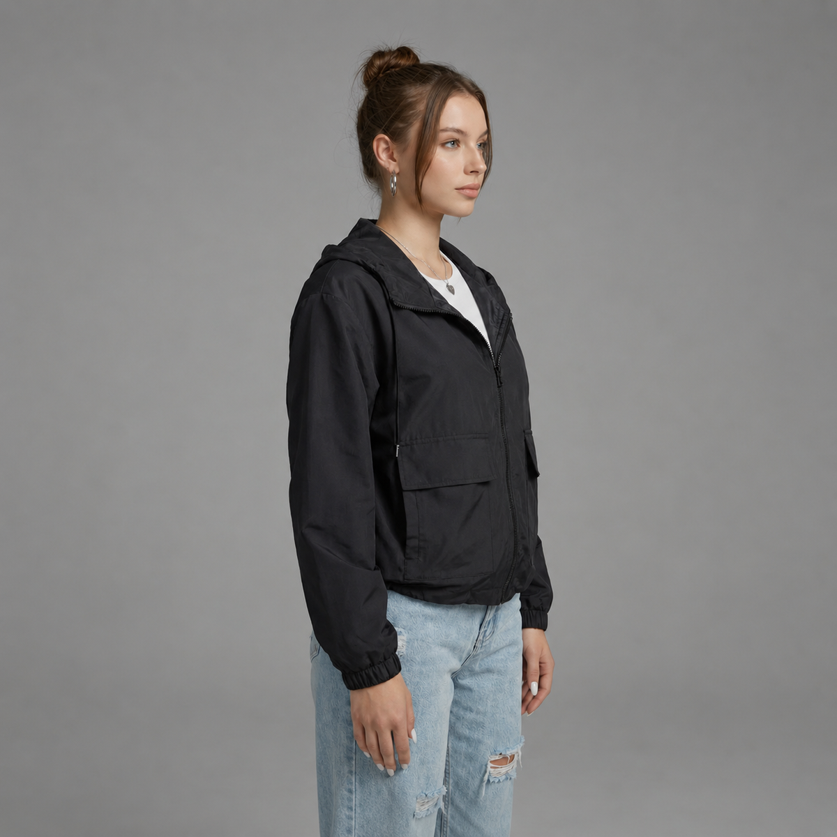 Vera | Cropped Jasje met Capuchon – Lichtgewicht en Ritssluiting
