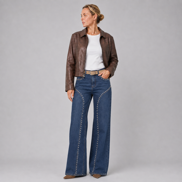 Vera | Wide Leg Jeans – Flatterende Pasvorm en Metalen Studs