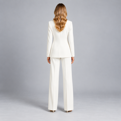 Victoria | Dames Broekpak Getailleerd – Blazer met Reverskraag en Wijde Pantalon