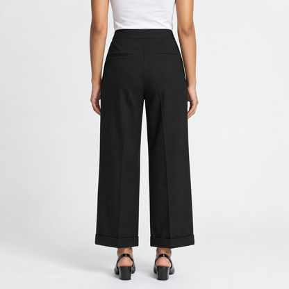 Victoria | Dames Wijde Broek Elegant – Hoge Taille met Knoopdetail