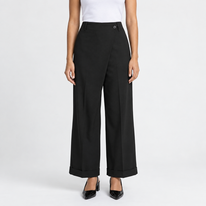 Victoria | Dames Wijde Broek Elegant – Hoge Taille met Knoopdetail