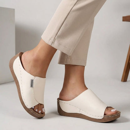 Orthopedische Slip On Dames Leren Sandalen Met Open Teen