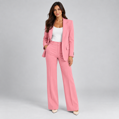 Anne | Dames Broekpak Smart Casual – Blazer met Open Voorzijde en Wijde Pijpen