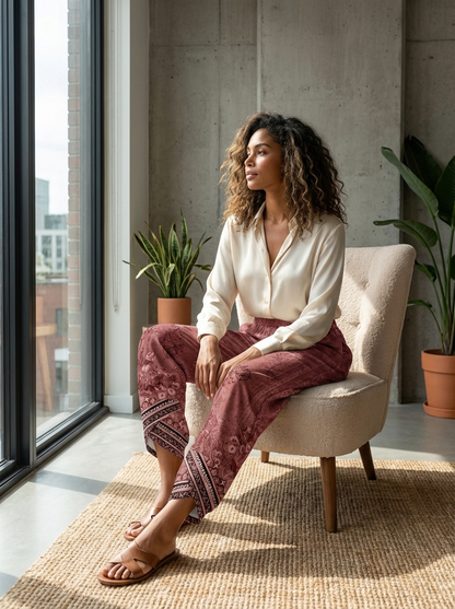 Lovia - Luchtige Broek met Wijde Pijpen
