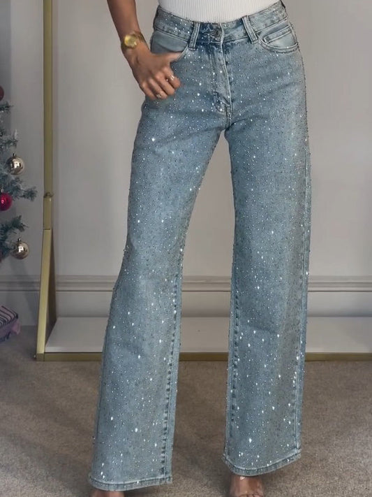 Lovia – Glitter Hoge Taille Jeans