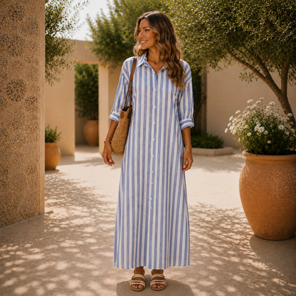 Lovia – Gestreepte Maxi Blousejurk