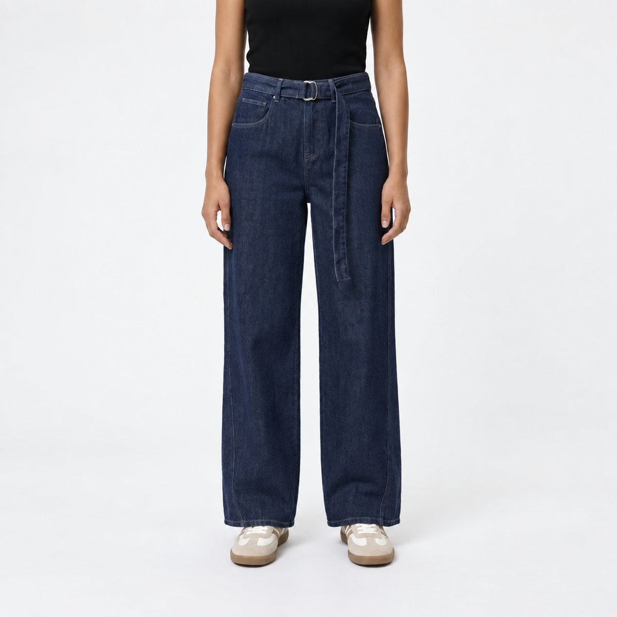 Lotte | Dames Wijde Jeans Vintage – Hoge Taille met Ceintuur
