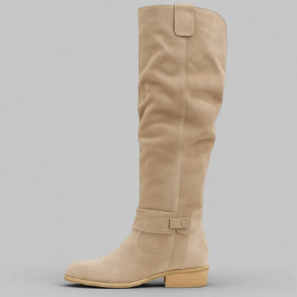 Nienke | Dames Hoge Laarzen – Lage Hak met Gespdetail en Comfortabele Pasvorm