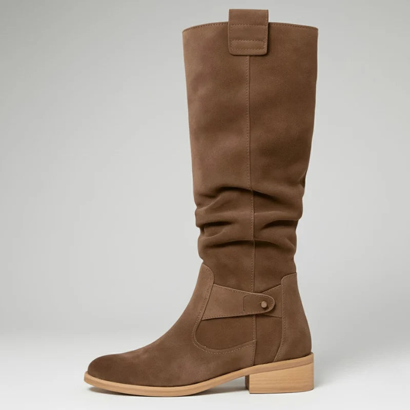 Nienke | Dames Hoge Laarzen – Lage Hak met Gespdetail en Comfortabele Pasvorm