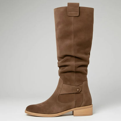 Nienke | Dames Hoge Laarzen – Lage Hak met Gespdetail en Comfortabele Pasvorm