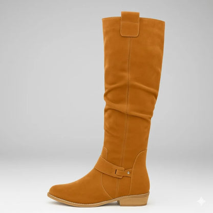 Nienke | Dames Hoge Laarzen – Lage Hak met Gespdetail en Comfortabele Pasvorm