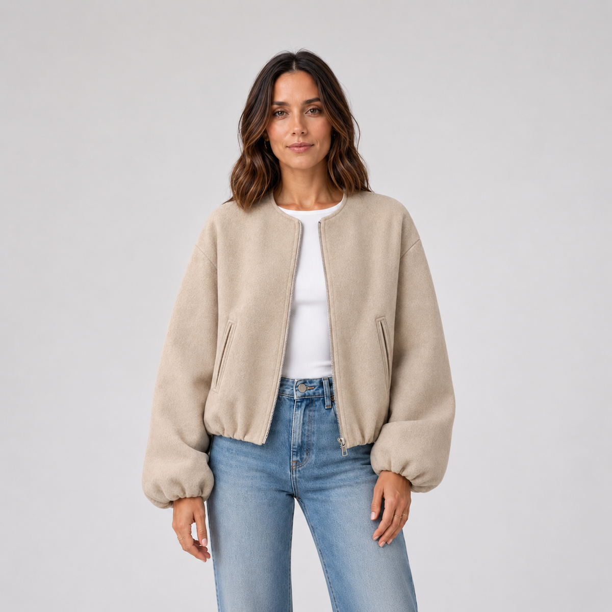 Nina | Cropped Bomberjack – Ballonmouwen en Gladde Voering