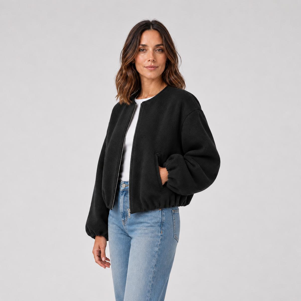 Nina | Cropped Bomberjack – Ballonmouwen en Gladde Voering