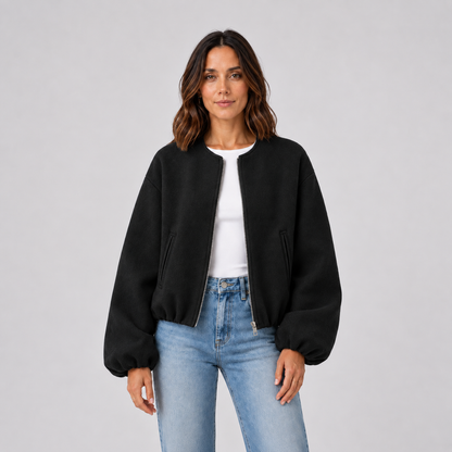 Nina | Cropped Bomberjack – Ballonmouwen en Gladde Voering