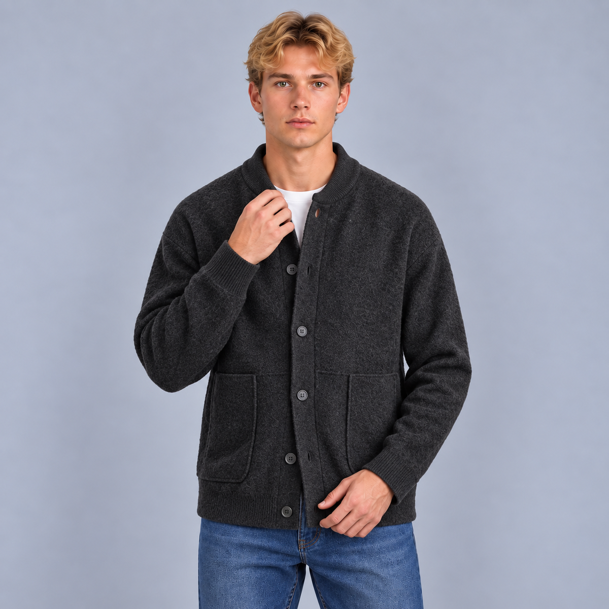 Sven | Heren Vest met Knoopsluiting – Warm & Comfortabel met Ronde Ribkraag en Opgezette Zakken
